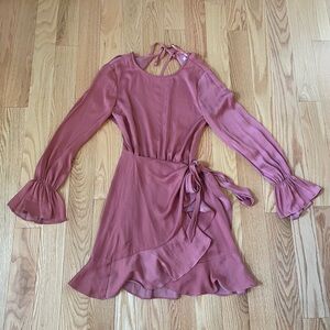 Shop Hope’s Boutique Saints + Secrets Pink Long Sleeve Wrap Mini Dress